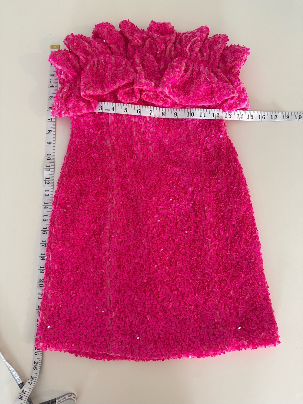 Allison + Kelly Pink Ruffle Strapless Sequin Mini Dress Party Cocktail Sz M - Picture 3 of 7